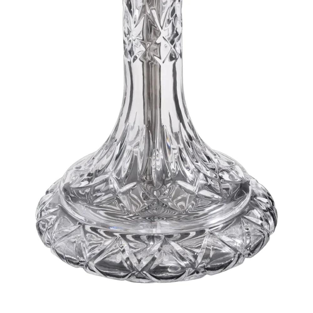 Dschinni Mio Edelstahl Silber Shisha Bowl aus Kristallglas auf weißem Hintergrund