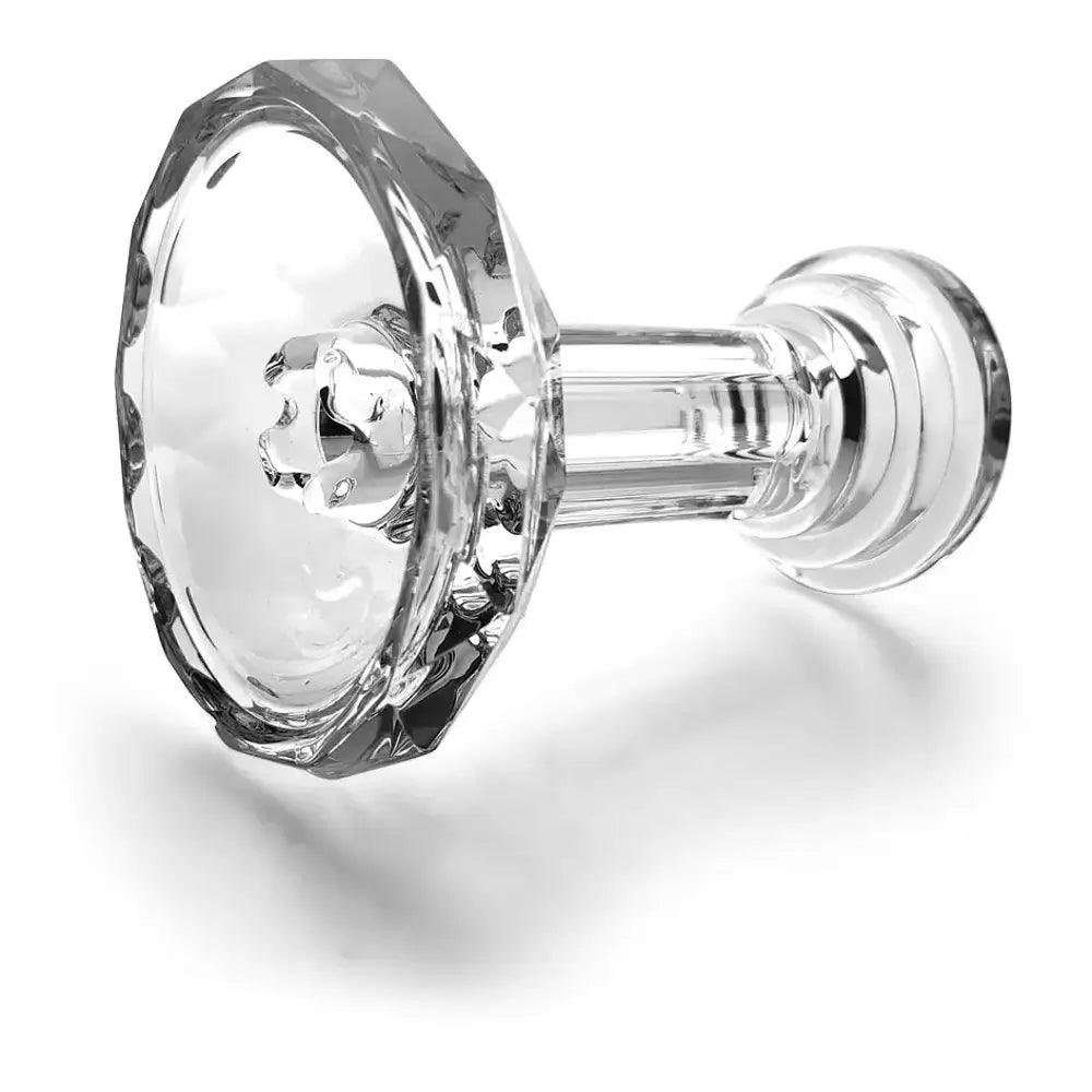 Dschinni Aso Glaskopf Phunnel aus High Borosilikatglas, liegend von der Seite abgebildet, auf weißem Hintergrund