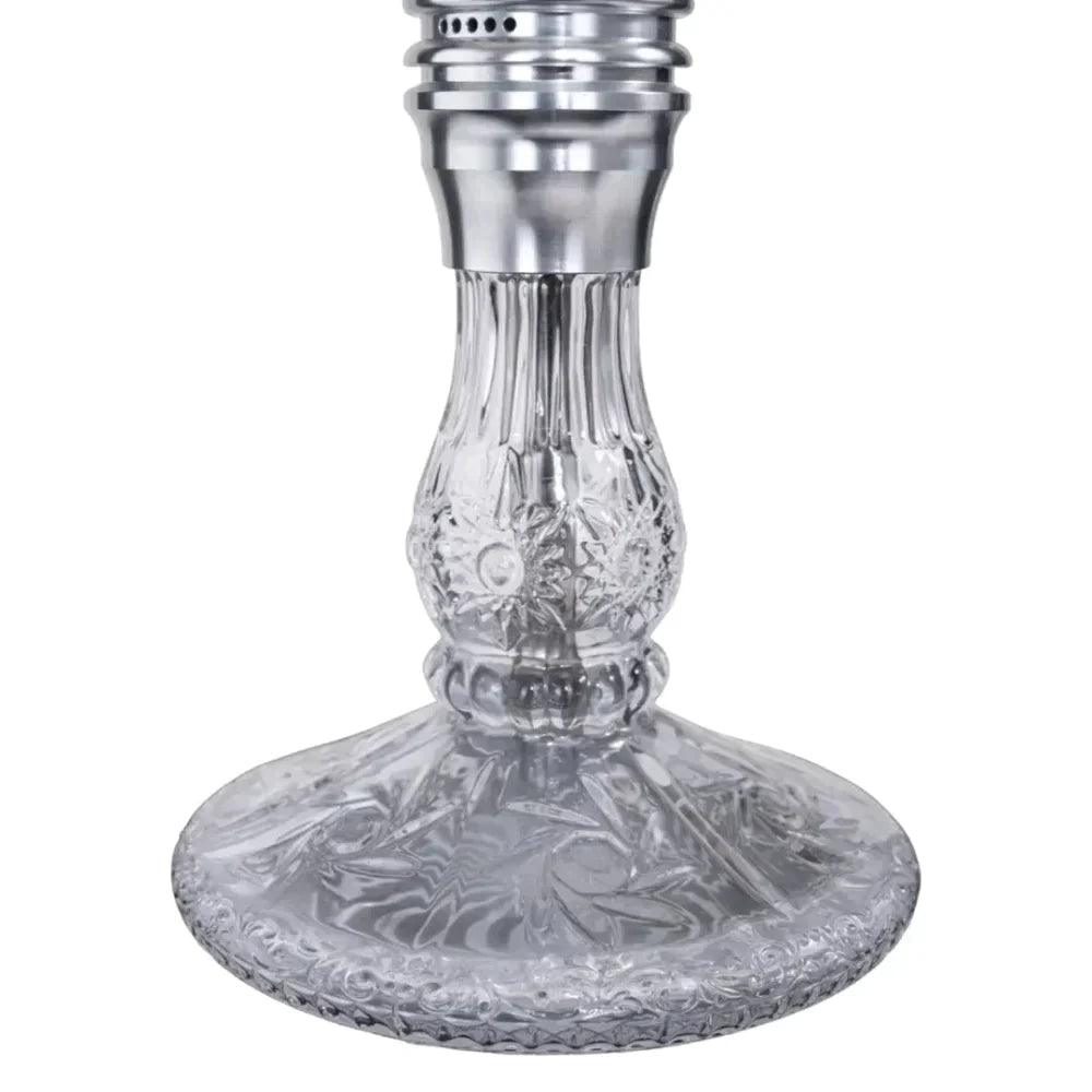Dschinni Roxx durchsichtige Shisha Bowl aus Kristallglas auf weißem Hintergrund