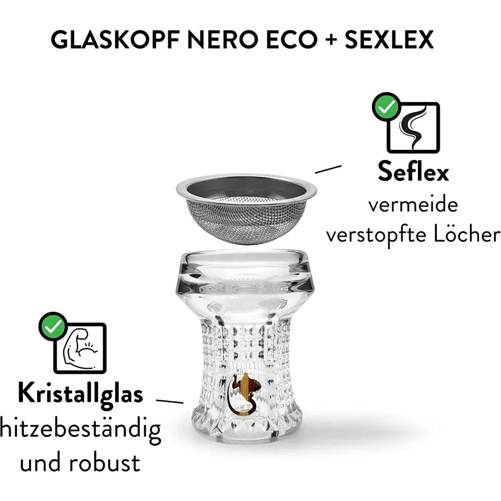 Glaskopf Dschinni Nero Kristall Glas mit Seflex und Vulcan Air - Dschinni GmbH